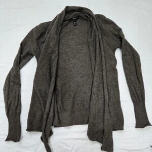 Aqua Cashmere Dark Heathered Grey Waterfall Long Sleeve Cardigan Sweater